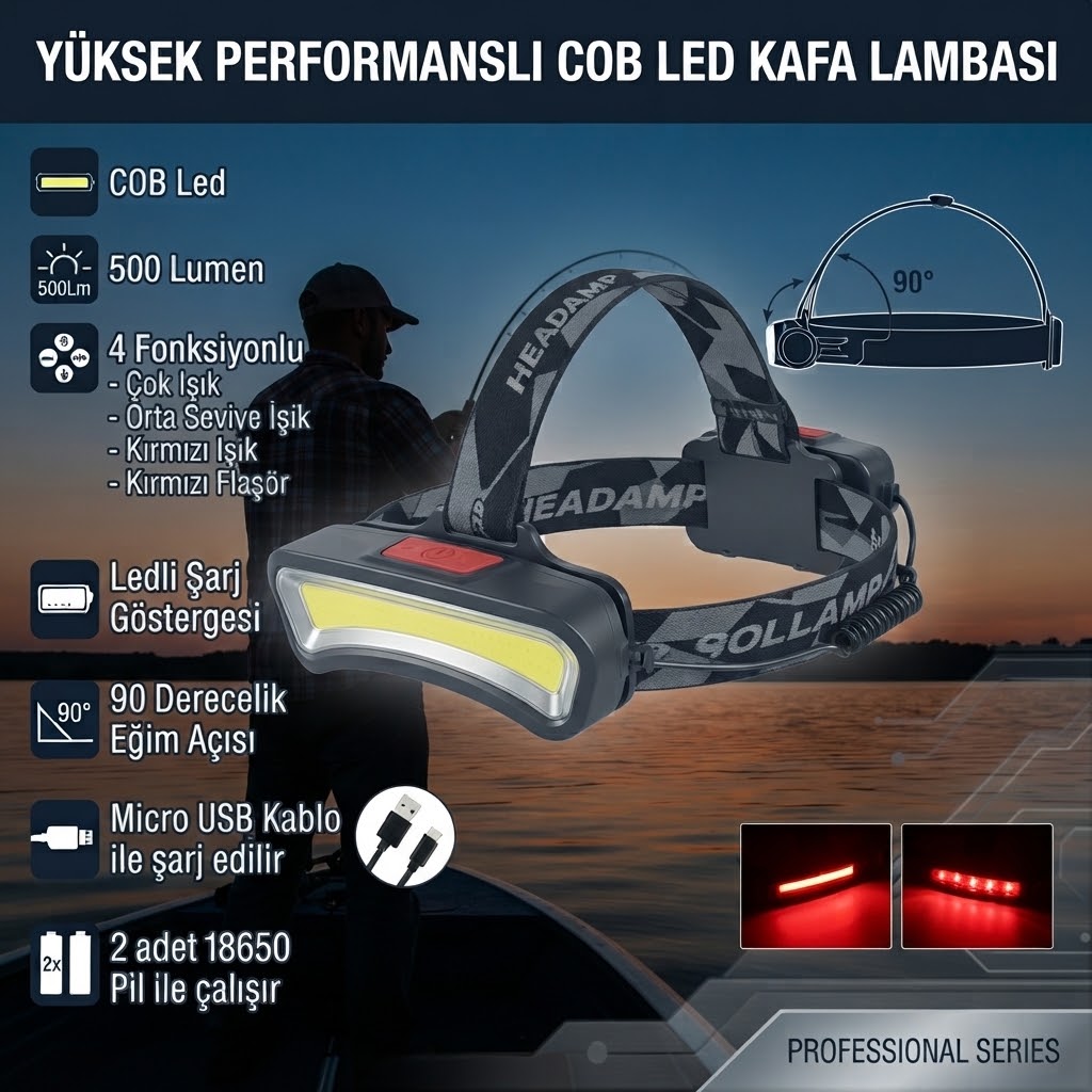 Şarjlı Balıkçı Kafa Lambası