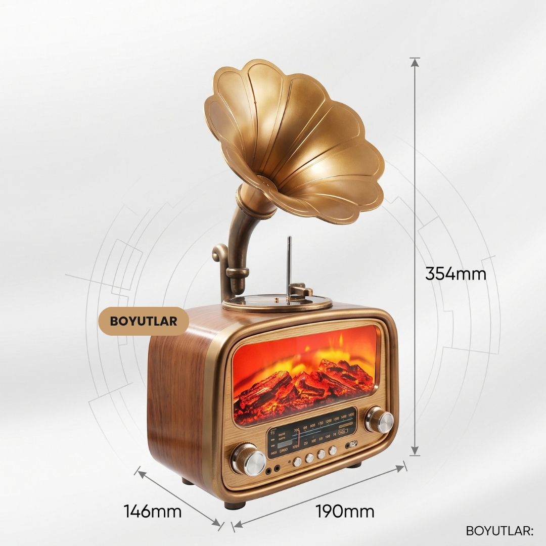Nostaljik Gramafon Radyo & Bluetooth Hoparlör